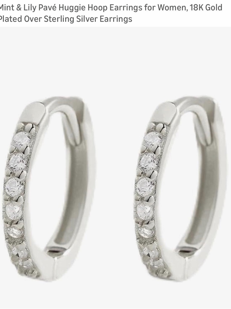 Mint & Lily Elegant Silver Hoop/Huggie Earrings 6mm